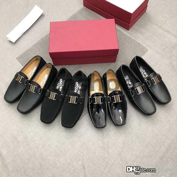 

new mens luxury designer dress shoes genuine leather metal snap peas wedding shoes classic fashion men sneakers trainers size 38-45, Black