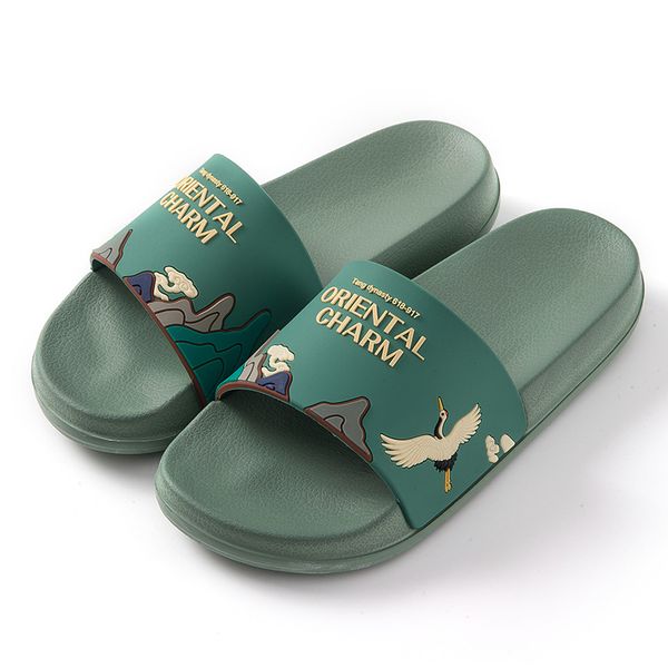 

suihyung summer women men slippers new lovers beach shoes flat platform slides fashion chinese style non-slip flip flops sandals, Black