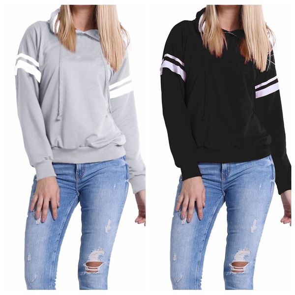 

women hoodies sweatshirt casual streewear long sleeve patchwork sweatshirts plus size loose hooded warm hoodies overcoat 2xl, Black