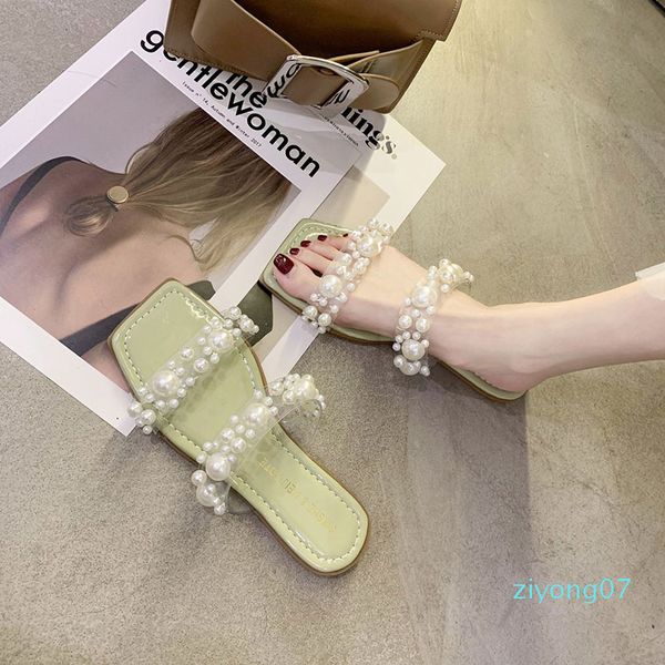 

shoes woman 2020 slippers casual slipers women string bead shale female beach luxury flat new soft sabot slides pu basic rome z07, Black