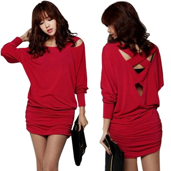 

зимние платья женщин с длинными рукавами плюс размера корейского красного платье повязки трикотажных платья партии черные офисные платья дад, Black;gray