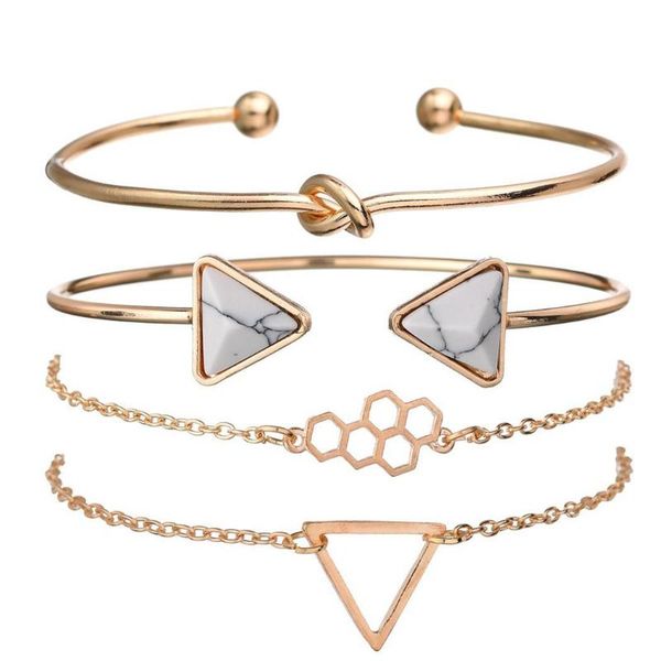 

cuff women fashion geometric knot open bracelet bangle set jewelry of (4pcs) 17-24.5cm/6.7-9.6inch gift, White