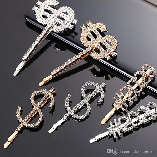 

multistyle bling bling letter hair clip women rhinestone crystal letter barrettes gold silver fashion hair accessories, Golden;silver