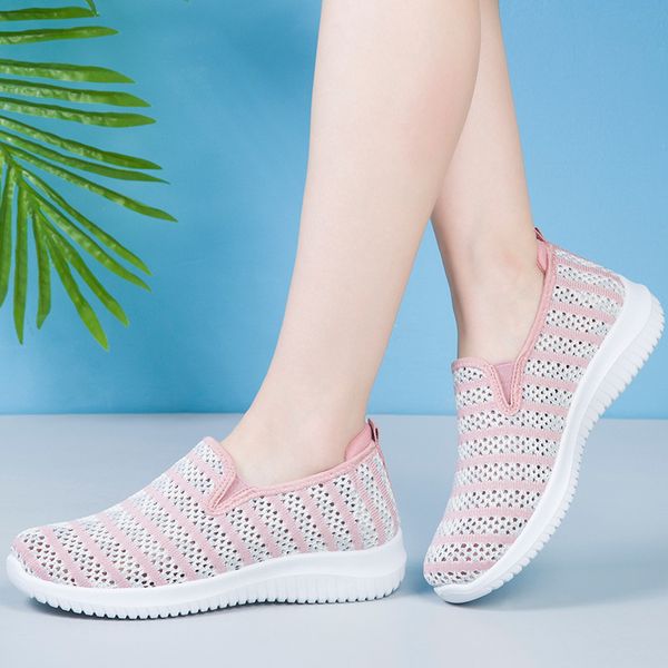 

2020 women flat shoes ladies flat slip on platform sneakers for woman black breathable mesh sock female light autumn shoes