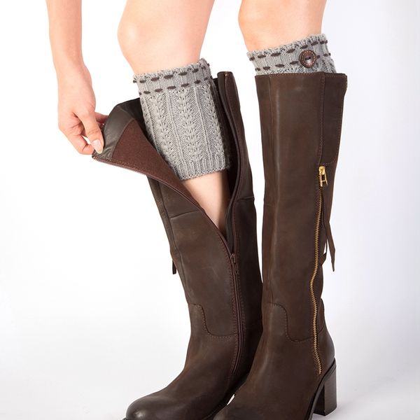 

sports winter warm leg sets short knit boots socks winter shoes, Black