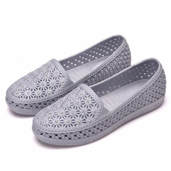 

women's sandals summer hollow baotou sandals women's comfortable breathable hole shoes mother's shoes flat women, Black