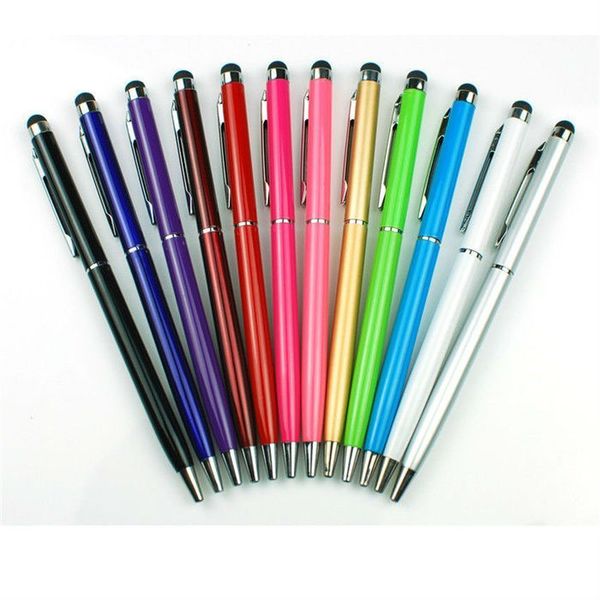 

1000pcs/lot universal 2 in 1 capacitive touch screen stylus pen with ball point pen for cellphone mobile tablet pc