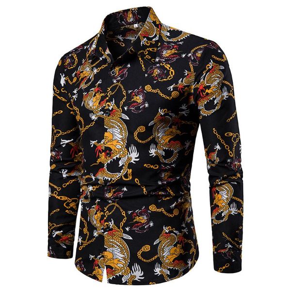 

klv long sleeve man shirts polyester men's blouse spring men's casual pattern stand collar button long sleeve shirt, White;black