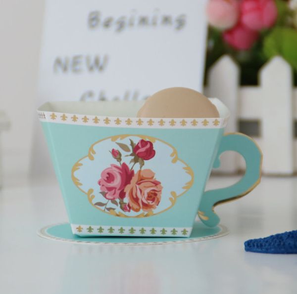 2019 2019 Tea Party Favors Paper Gift Box Pink Blue Tea Cup