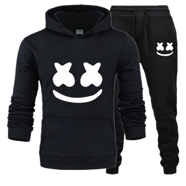 

funny print autumn winter men's sets hoodie+pants 2 pieces sets casual tracksuit male sportswear sweatpants, Gray