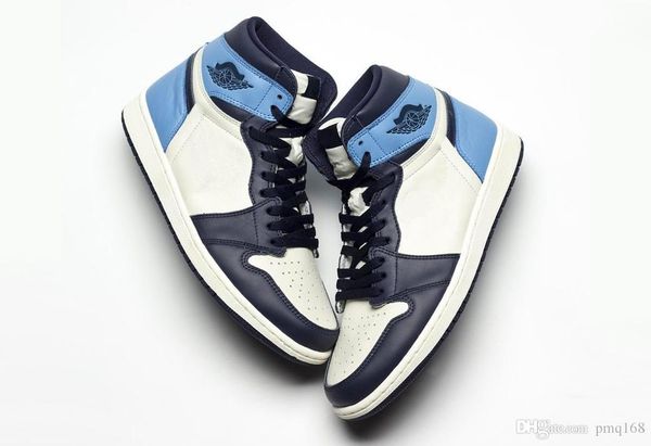 

2019 authentic air 1 high og unc leather ob idian 1 man ba ketball hoe port neaker with box 555088 140