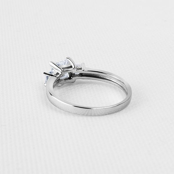

princess cut sona wedding bands rings 3 stones ring 925 silver engagement ring synthetic nscd fine jewelry wedding lover gift, Slivery;golden