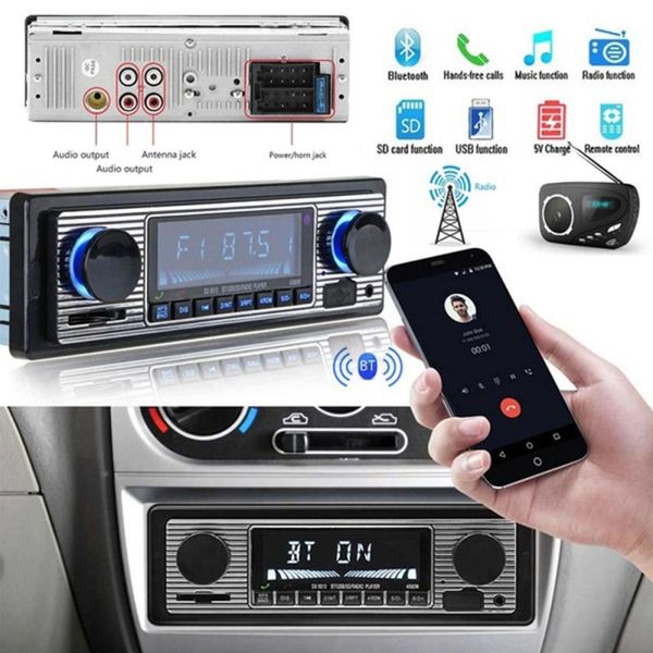 

bluetooth vintage car radio mp3 player stereo usb aux classic car stereo audio electronics accessories
