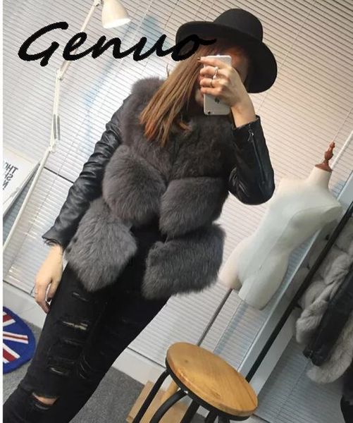 

genuo women jackets vest fashion autumn winter coat warm female faux fur vest high-grade slim jacket outerwear black gray