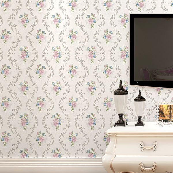 

european pastoral flower non-woven wallpaper warm bedroom living room wedding room wall decorative 3d stereo home wall decor
