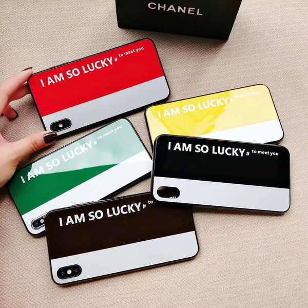 

fashion phone case for iphone x/xs xr xsmax 6/6s 6p/6sp 7/8 7p/8p cool case with sweet words i am so lucky to meet you 4 color available new
