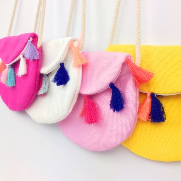 

4 color kids Accessories color tassel girl bag shoulder Gadget bag kids girls Tassels cartoon shoulderbag B11