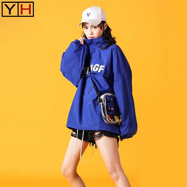 

fashion lady coat loose sweatshirt solid blue sports playful lady brand spring clothes hip hop pullover long sleeve, Black