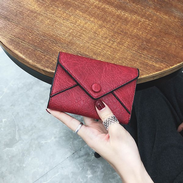 

geometric women cute pink wallets pocket purse card holder patchwork wallet lady female fashion short coin burse money bag, Red;black