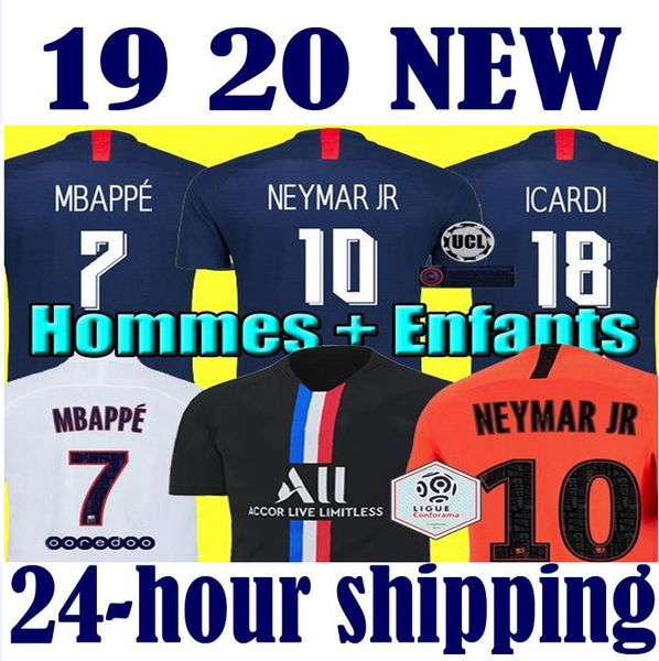 

maillots de football kits 19 20 psg soccer jerseys 2019 2020 mbappe icardi marquinhos 4th shirt men kids sets maillot de foot camisa fourth, Black;yellow