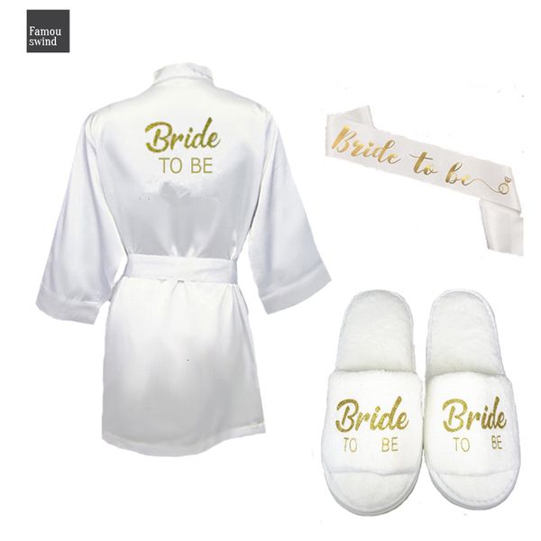 

3шт набор be атласной полиэстер короткого robe невеста тапочки люкс невеста sash пеньюар femme люкс 2019 bride to be, Black;red