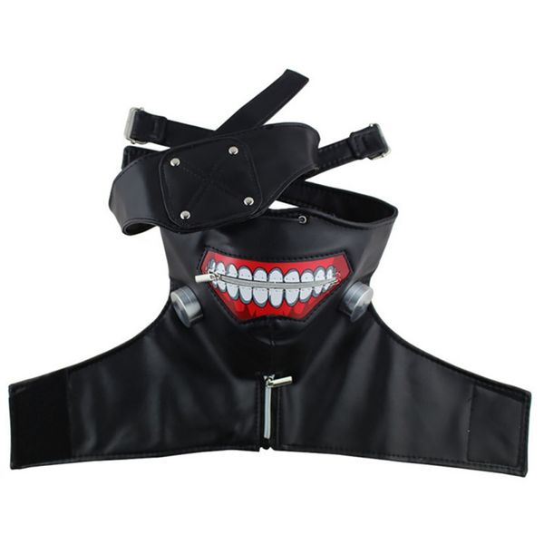 

3d pu leather mask adjustable with zipper costume props for japan anime, halloween cosplay tokyo ghoul kaneki ken