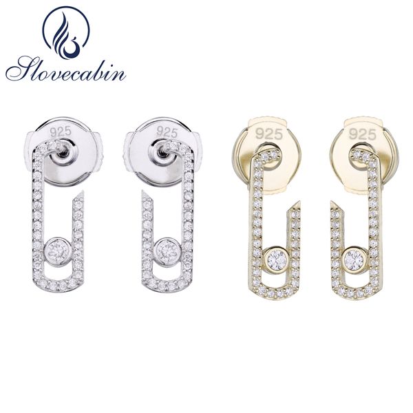 

slovecabin 2018 punk rock silver pure crystal cz move zircon jewelry fashion sterling 925 silver jewelry pave drop earring cj191223