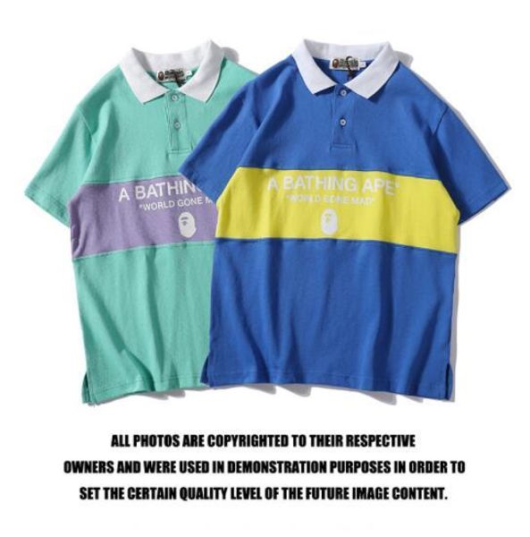 

t-shirt polo shirt summer new japanese color matching straight men and women simple cotton short-sleeved t-shirt, White;black