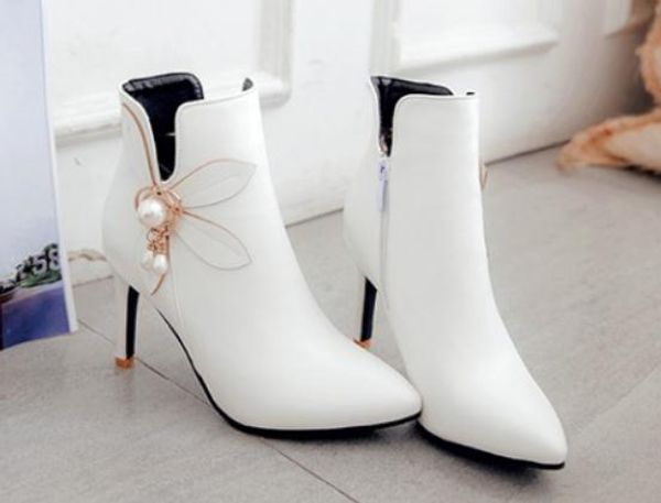 

2019 women's boots in winter with new style high heel fine heel pointed end @6063, Black