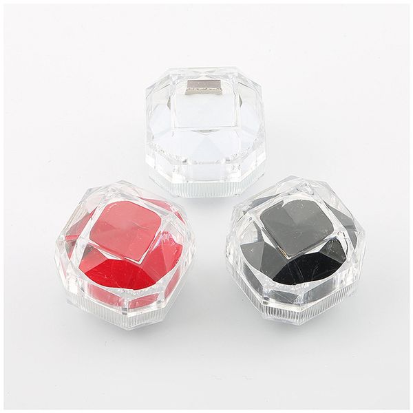 

[ddisplay]transparent romantic jewelry ring box waterproof sweetie ring organizer moisture proof honey engagement earring studs stand holder, Black