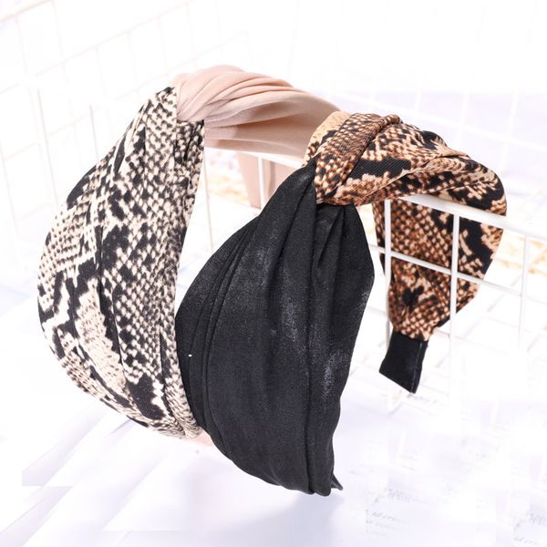 

vintage bohemian leopard satin knotted cross hairband pattern knot headband customized hair accessories headwear