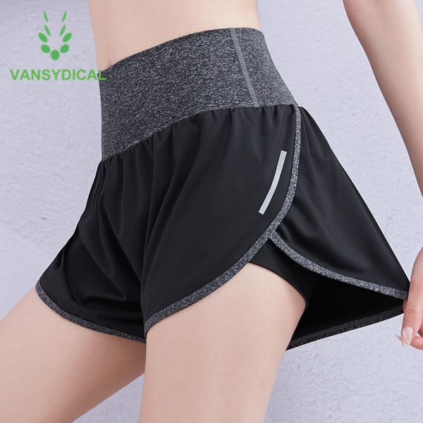 

vansydical new sports running shorts women 2 in 1 gym yoga shorts quick dry summer fitness workout jogging with lining, White;red