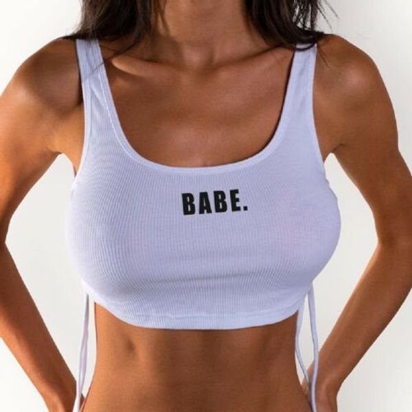 

Letter Print bandage sexy tank top women Fashion cotton tank top camisole Streetwear cami crop top women tank tops haut femme