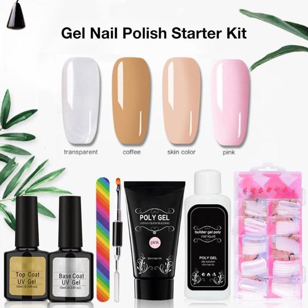 

manicure set gel nail polish starter kit with base coat uv gel manicure set for beginner nail lamp extension glue light ther