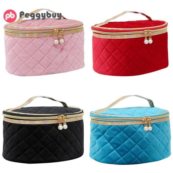 

female casual solid color multi-function travel cosmetic bag women make up organizer toiletry handbag