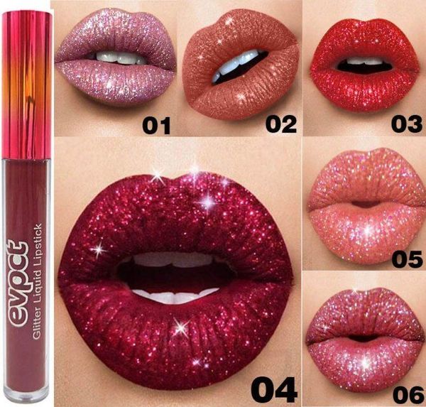 

evpct glitter flip lip gloss velvet matte lip-tint waterproof long lasting diamond flash shimmer liquid lipstick 15 colors