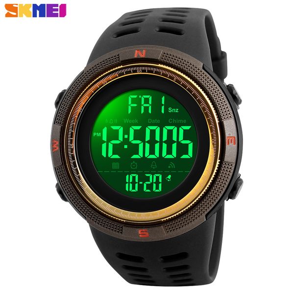 

skmei fashion sport watch men outdoor 5bar waterproof digital watch men chrono alarm clock men's wristwatches reloj hombre 1251, Slivery;brown