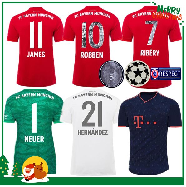 

2019 Bayern Munich JAMES VIDAL RIBERY LEWANDOWSKI MULLER ROBBEN home away 3rd soccer jerseys 19 20 adult sports Football shirt