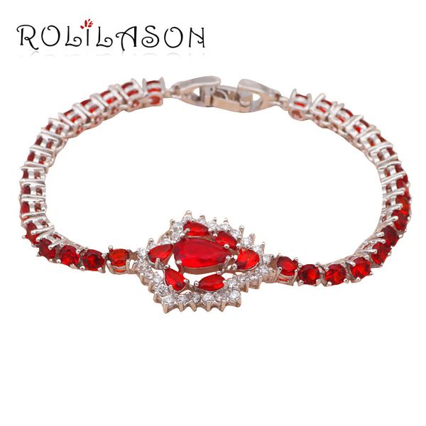 

rolilason classic gift for mother's day women red crystal zircon silver charm bracelets health fashion jewelry tb438, Black
