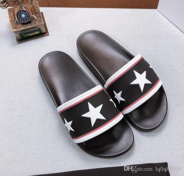 

paris designer italian causal slippers mens womens summer pantoufles beach sandals star slide sandals outdoor beach flip flops 35-46, Black