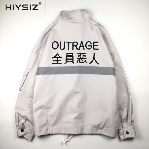 

hiysiz casual jacket 2019 men's all-evil reflective clothing brand fashion trend streetwear casual cotton jackets coat men 1921, Black;brown
