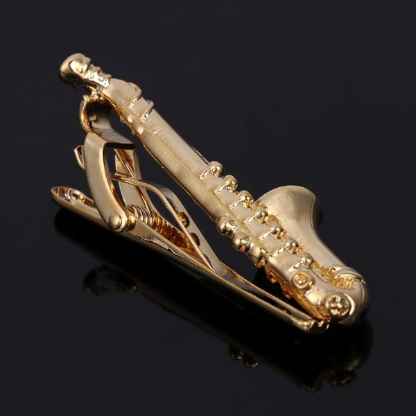 

saxophone men tie clip bar necktie pin clasp clamp wedding charm creative gifts, Silver;golden