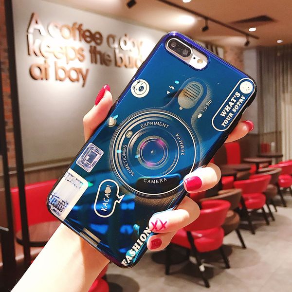

girl style retro for samsung s9 camera case with multi-function kickstand designer phone case blue-ray silicone for samsung note9 case