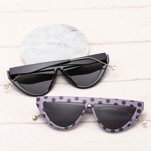 

women sunglasses vintage black dot sunglasses for men shade inverted triangle eyeglasses female goggles uv400, Blue