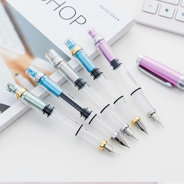 

0.5mm transparent fountain pen 9 color pick fountain pens writing portable caneta office school supplies