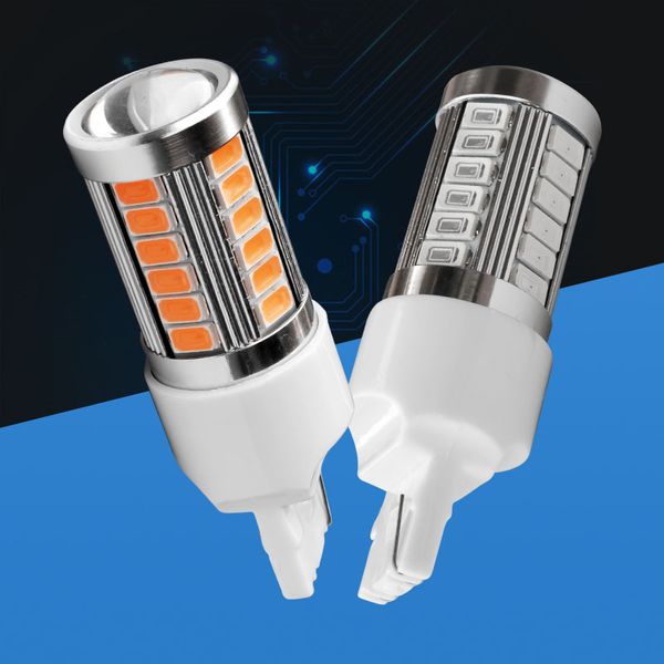 

2pcs t20 7440 w21w wy21w 33 smd 5730 led car backup reserve lights 33smd 5630 led motor brake light bulb white red orange amber