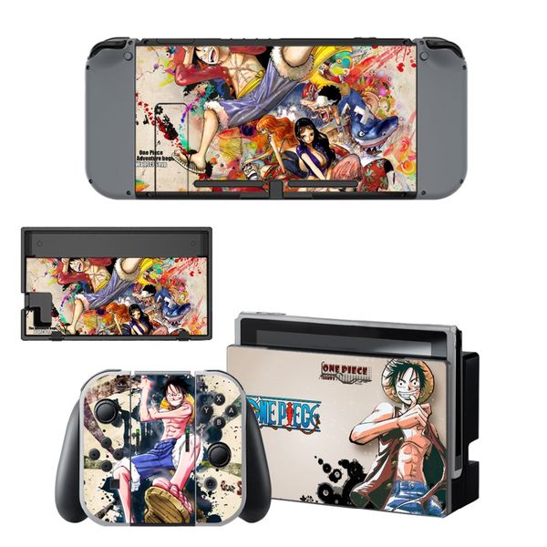 

one piece luffy decal vinyl skin protector sticker for nintendo switch ns console + controller + stand holder protective film