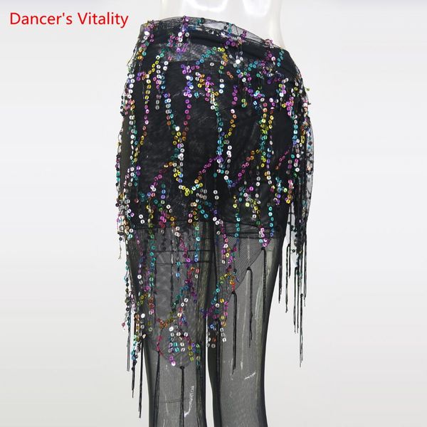 

new style belly dance costumes sequins tassel belly dance belts hip handkerchief belts for women, Black;red