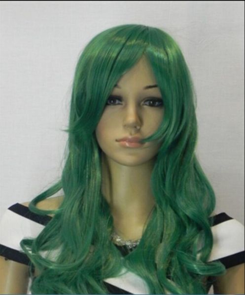 Wig 2015 Ladies Front Lace Wigs Curly Long Hair Green Wig Thin