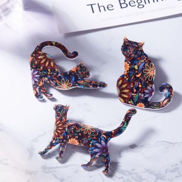 

new cute acrylic personality cat animal pattern brooch brooch jewelry suitable for party wear or everyday wear multicolor #ba, Gray
